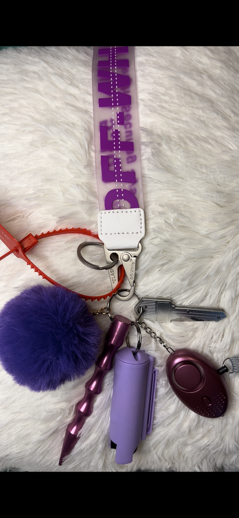 Purple Off White Self Defense Keychain