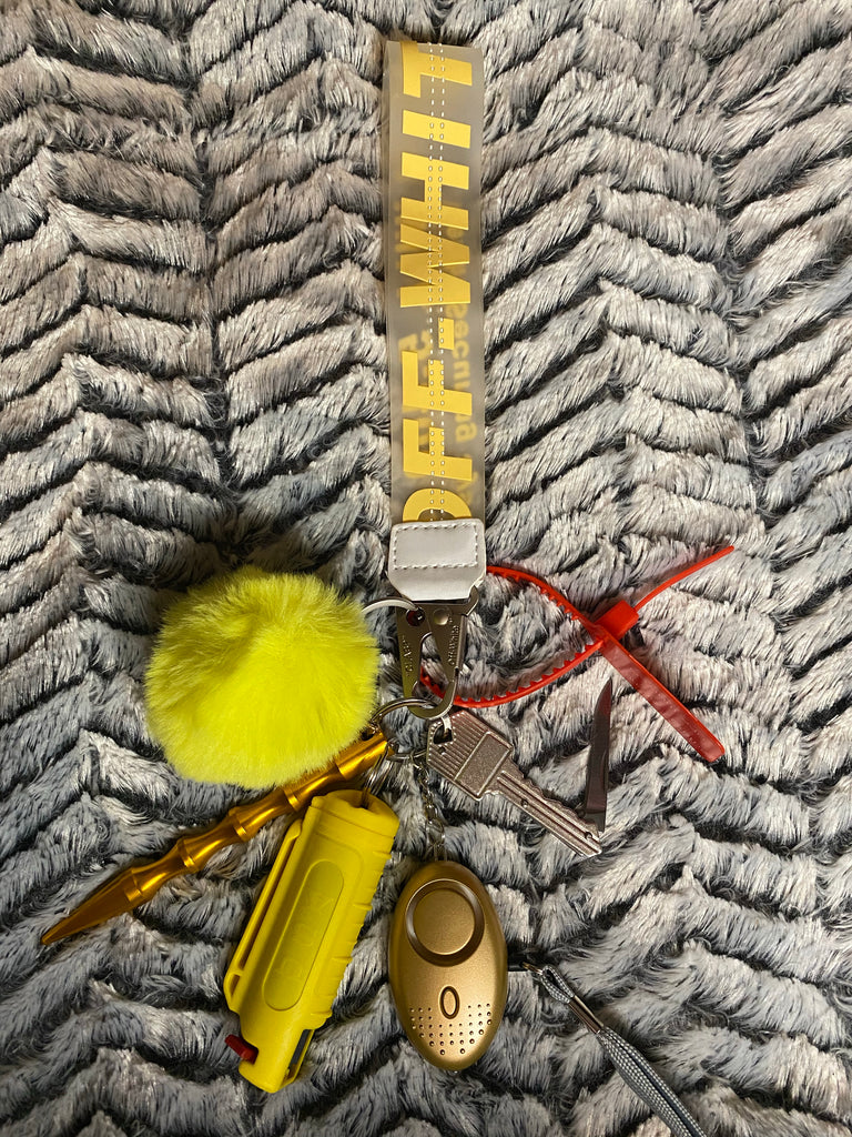 Yellow off white keychain