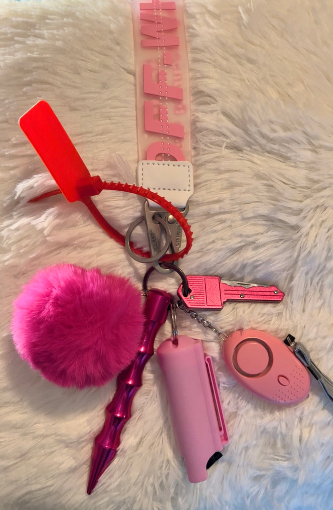 hot pink off white keychain